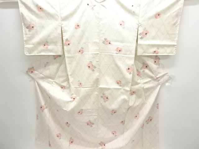 JAPANESE KIMONO / TSUMUGI / WOVEN CAMELLIA